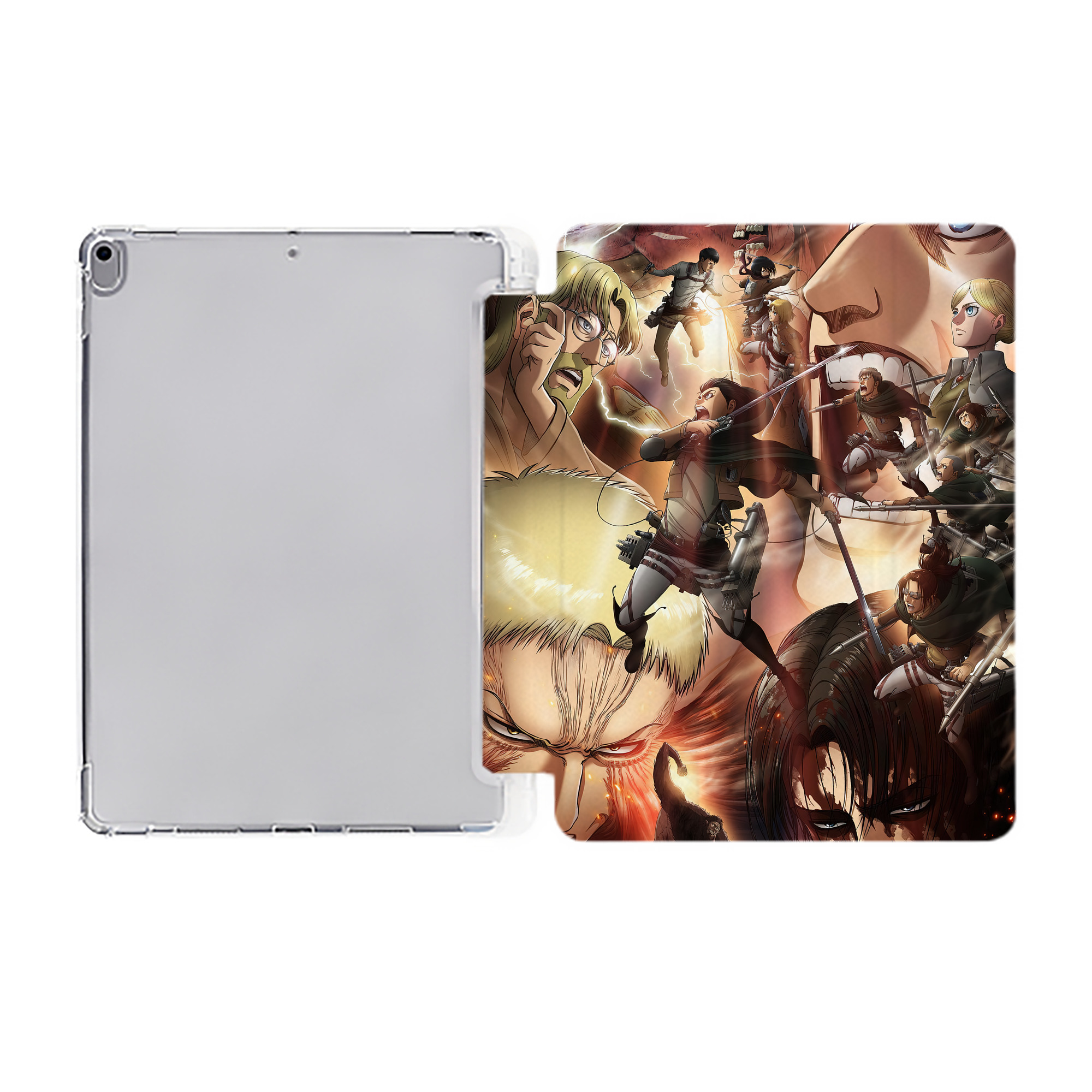 （画像用） 進撃の巨人 Attack on Titan IPad ケース ペン収納付き 三つ折りスタンド PUレザー×シリコン 対応機種9.5/10.5/10.9インチ
